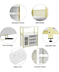 gaomon 3-Drawer Compact Mobile Filing Cabinet with Stylish Fabric, Storage Solution with Legs & Wheels, Bedroom, Gold