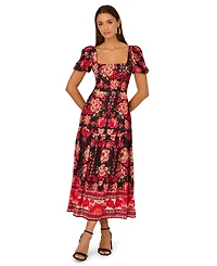 Adrianna Women's Printed Puff-Sleeve Midi Dress