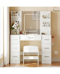 gaomon Makeup Vanity Table with 7 Drawers, 6 Storage Shelves, Large Bedroom Dressing Table Organizer