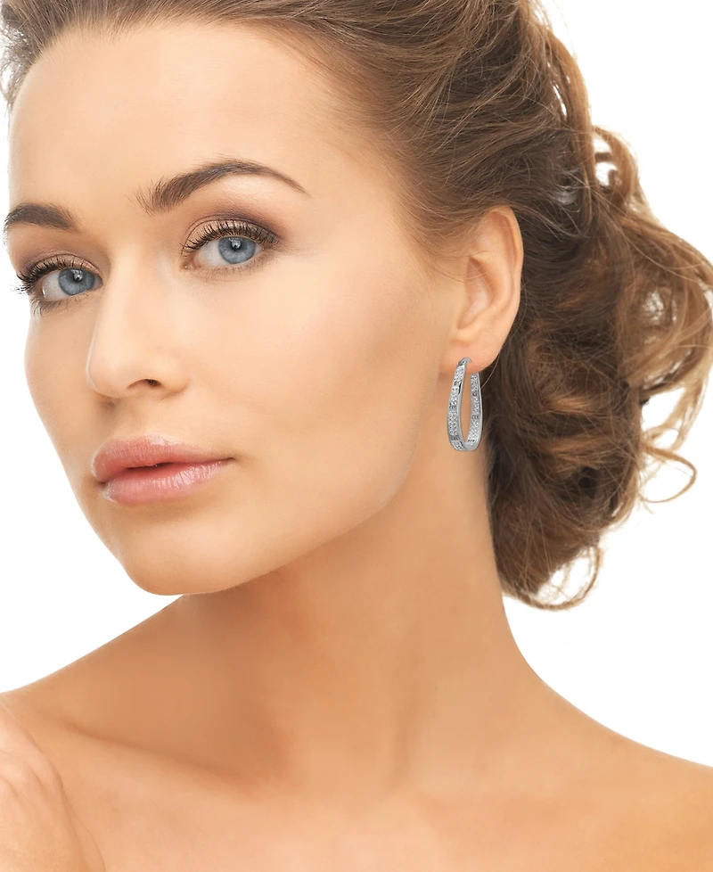 Macy's Crystal Stone Inside-Out Hoop Earrings