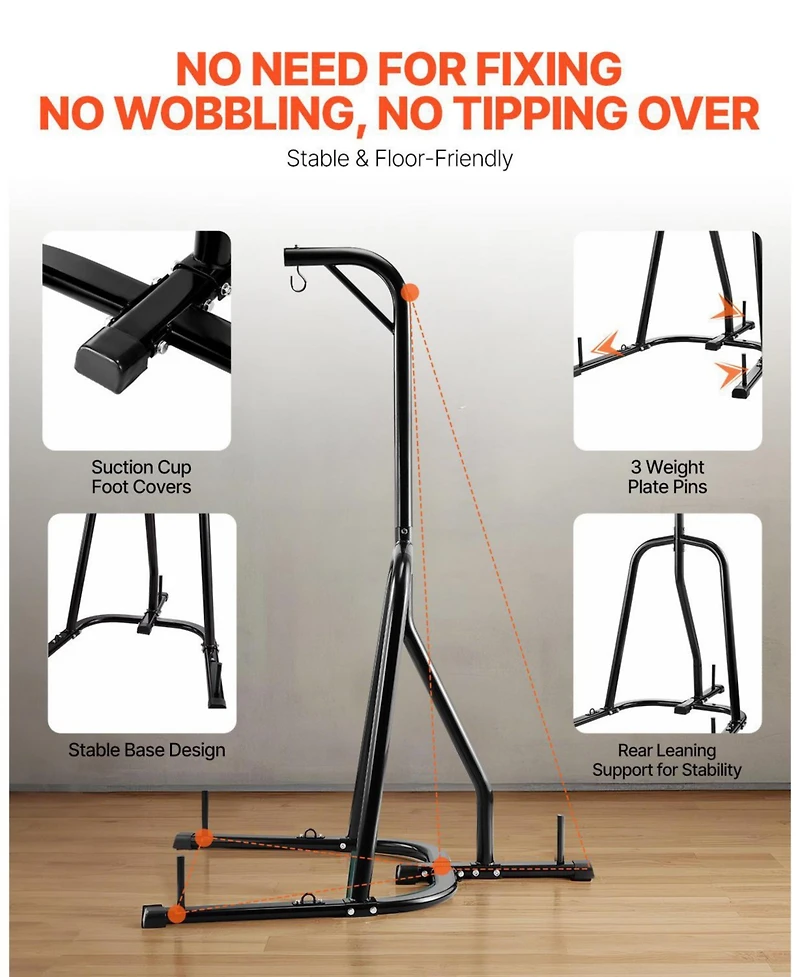 Mecale Punching Bag Stand, Heavy-Duty Freestanding Boxing Stand for Home Gym, Supports Punching Bags Up to 140 lb