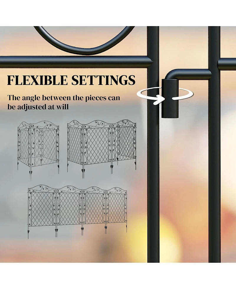 Outsunny Garden Fencing for Border Edging, Decor 11.5', 4 Pack, Round Vines