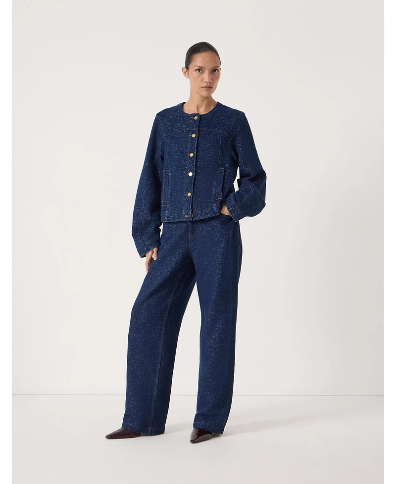 Hush Women's Collarless Lurex Denim Jacket