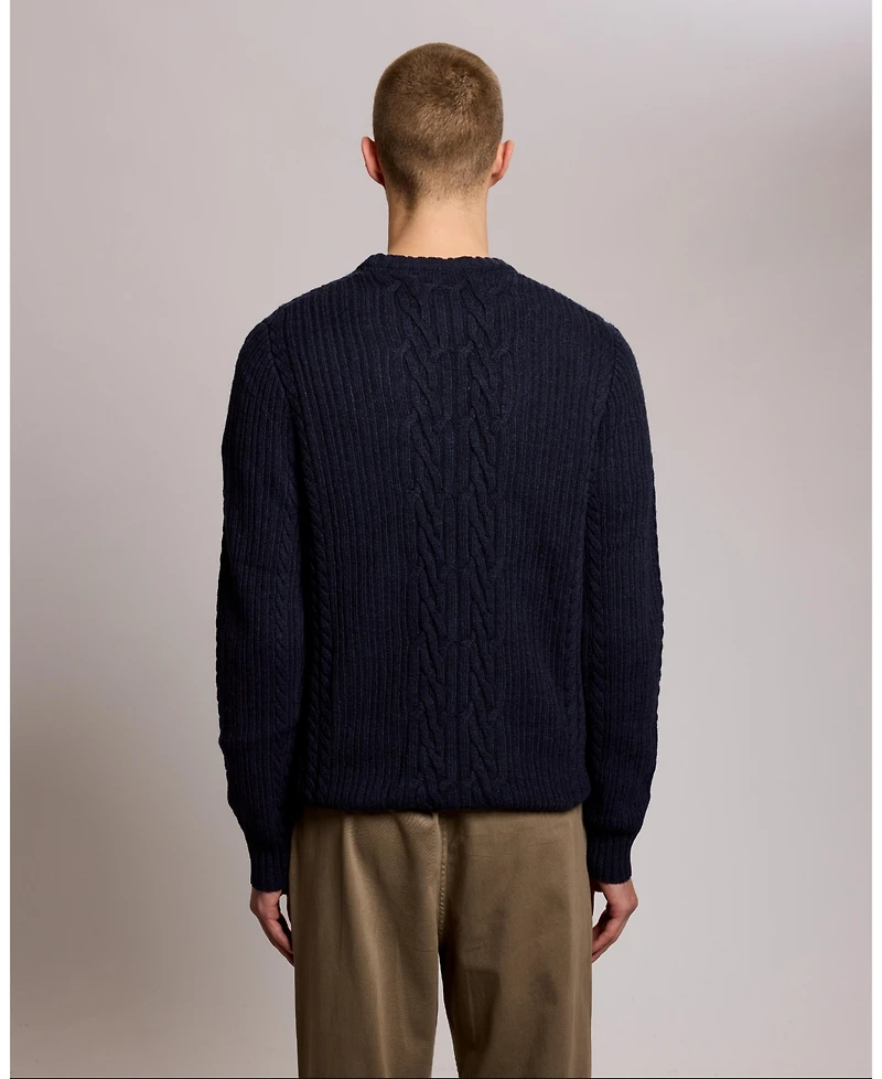 Lyle & Scott Men's Ribbed Cable Knit Long Sleeve Sweater