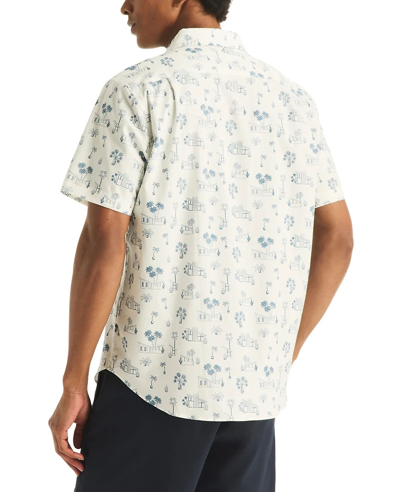 Nautica Men's Printed Straight Collar Short-Sleeve Shirt
