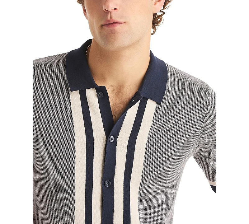 Nautica Men's Jacquard Short-Sleeve Sweater Shirt