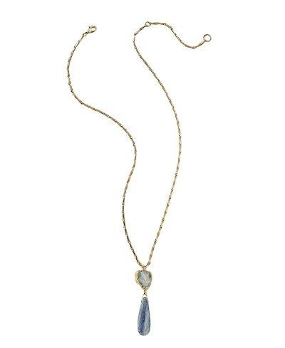 Uncommon Goods Emilie Shapiro Kyanite and Aquamarine Brass Pendant Necklace