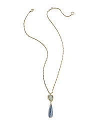 Uncommon Goods Emilie Shapiro Kyanite and Aquamarine Brass Pendant Necklace