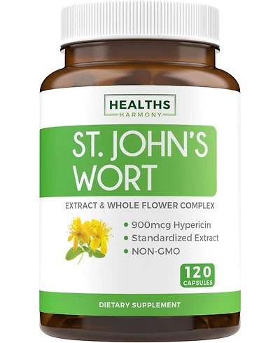 Healths Harmony St John's Wort Capsules, Mental Health and Mood Support, Anti Inflammatory Supplement, Health's Harmony, 120ct