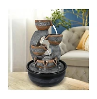 SunJet 15.7” Tabletop Water Fountain with Led Lights, Desktop Waterfall Fountain with Relaxing Water Sounds for Home & Office Decor