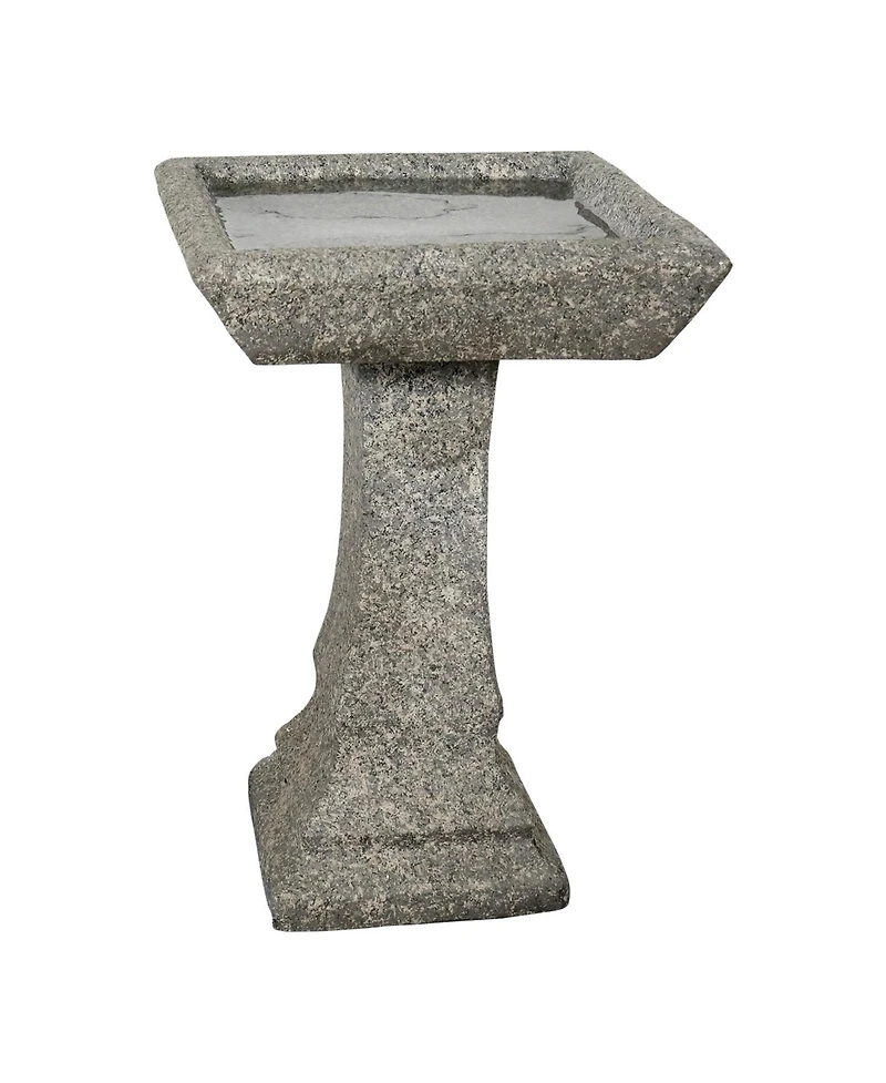 Sunjet 22.8" H Concrete Birdbath with Pedestal – 15" Dia Outdoor Freestanding Garden Bird Feeder & Bath for Patio, Yard, Decor