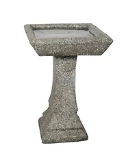 Sunjet 22.8" H Concrete Birdbath with Pedestal – 15" Dia Outdoor Freestanding Garden Bird Feeder & Bath for Patio, Yard, Decor