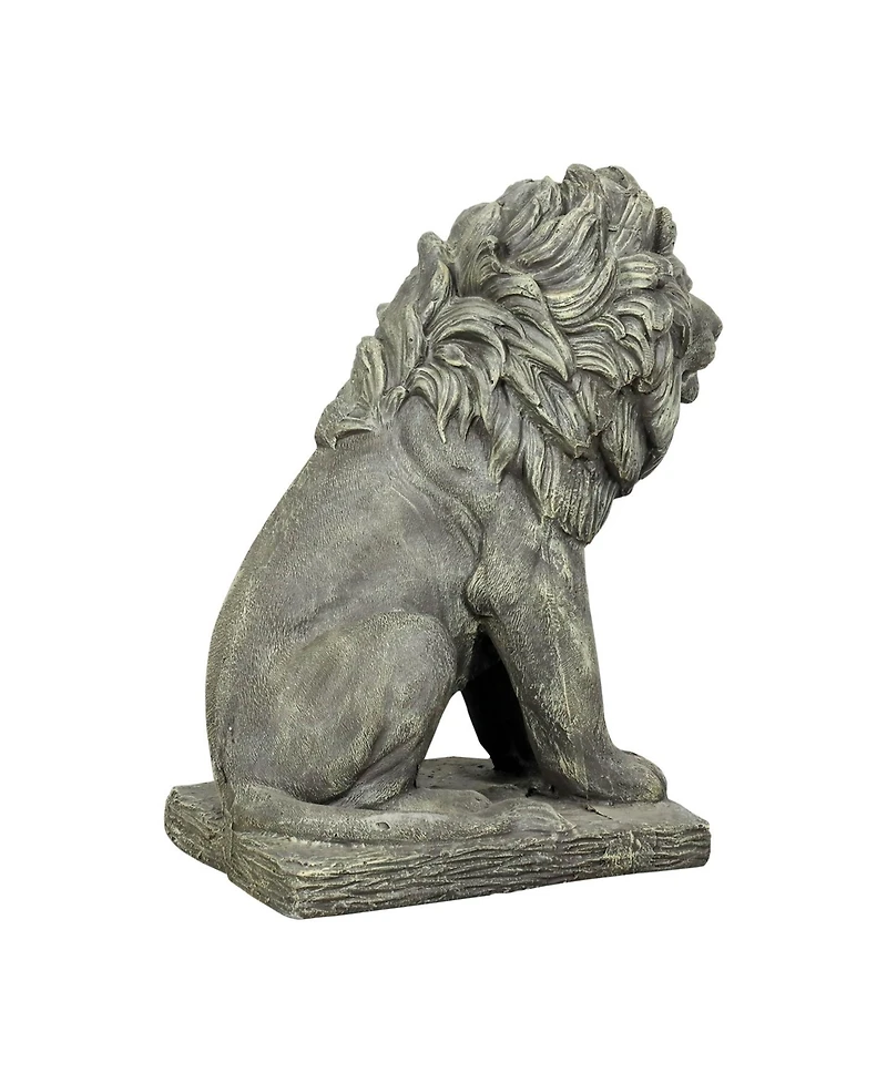 Sunjet Guardian Lion Statue – 22.8" H Concrete Seated Lion Sculpture for Outdoor Garden, Patio, Yard & Home Decor