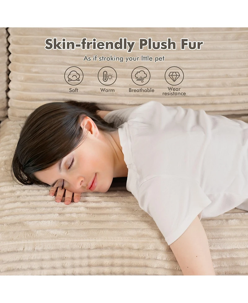 Xizzi 98'' Modular Sectional Sofa Couch, 5-Piece Comfy Corduroy Fabric Couch for Living Room, Modern L-Shaped Deep Seat with Chaise Ottoman