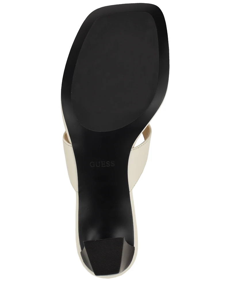 Guess Womens Yaiza Leather Thong Block Heel City Sandals