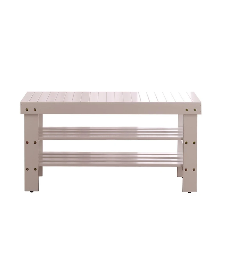 Streamdale Furniture Pina Quality Solid Wood Shoe Bench, White Finish