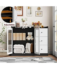 gaomon 43 Inch Buffet Cabinet with Storage, Modern Sideboard with Guardrail, Adjustable Shelves, 3 Drawers, Kitchen