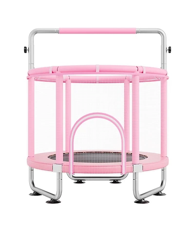 Sugift 55" Kids Trampoline with Net and Basketball Hoop Pink