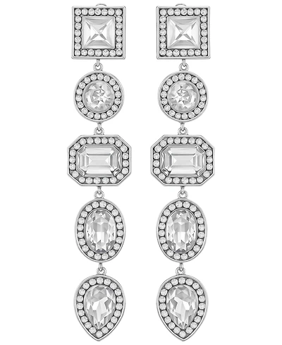 Guess Rhinestone Gold-Tone Linear Clip Statement Earrings (Also Available in Silver-Tone)