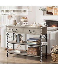 gaomon Entryway Console Table with 2 Drawers, Narrow Storage Table, Small Hallway Organizer, Shelves