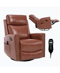 Streamdale Furniture Red Leather Heat Massage Rocker Swivel Recliner