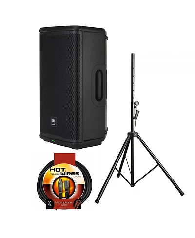 Jbl EON712 12" 1300W Powered Portable Pa Speaker with Bluetooth and Dsp Bundle with Speaker Stand, 20-Foot Microphone Xlr Cable M to F