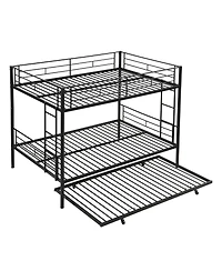 Boyel Living Full Over Full Metal Bunk Bed with Trundle, No Box Spring Needed, Easy Assemble Black