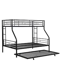 Boyel Living Twin Over Full Metal Bunk Bed with Trundle Black, No Box Spring Needed, Easy Assemble