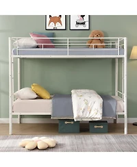 Boyel Living Metal Bunk Bed Twin Over Twin, No Box Spring Needed, Easy Assemble