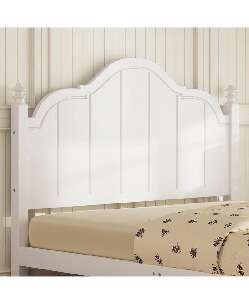 Boyel Living Queen Size Wooden Bed Frame with Headboard Vintage Platform Bed with Slats Support Easy Assembly