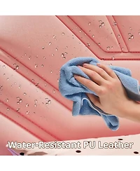 Likimio Twin Bed Frames with Led Light Headboard, Upholstered Modern Cama Twin Platform Bed Frame with Heavy Duty Supports, No Box Spring Need, Pink