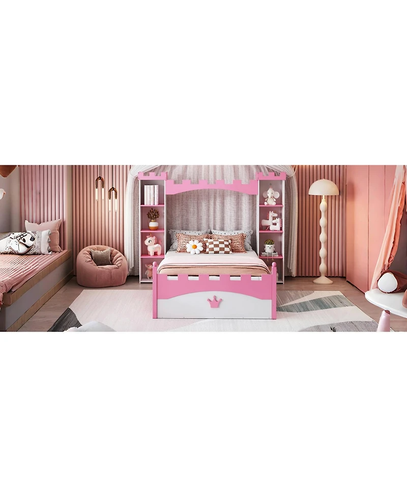 Streamdale Furniture Castle Twin Platform Bed for Kids with Storage