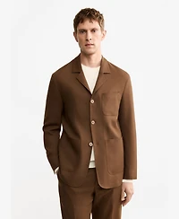 Mango Men's Italian Virgin Wool Flannel Suit Jacket