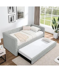 Streamdale Furniture Upholstered Twin Daybed with Pull-Out Trundle