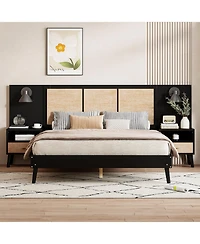 Streamdale Furniture Queen Bed Frame with Nightstands and Lamps