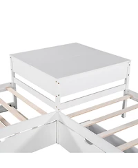 Streamdale Furniture Twin L-Shaped Platform Bed with Trundle, Drawers & Desk