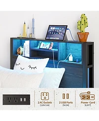 Streamdale Furniture Twin Storage Bed Frame with Headboard, Charging, and Bookcase