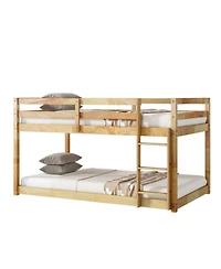 Streamdale Furniture Twin over Twin Solid Wood Loft Bed with Ladder