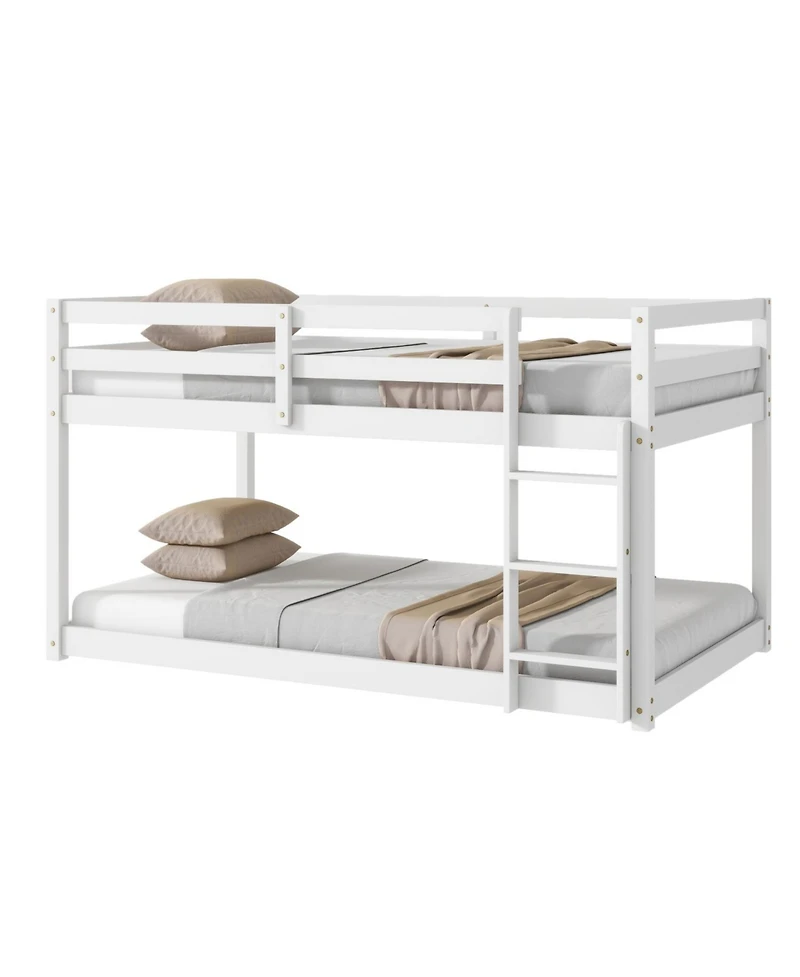 Streamdale Furniture Twin over Twin Loft Bed with Ladder and Reinforced Slats, White