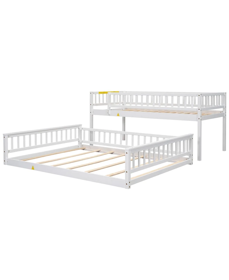 Streamdale Furniture Twin Xl over Queen Bunk Bed with Ladder and Guardrails