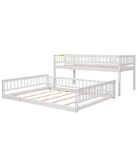 Streamdale Furniture Twin Xl over Queen Bunk Bed with Ladder and Guardrails