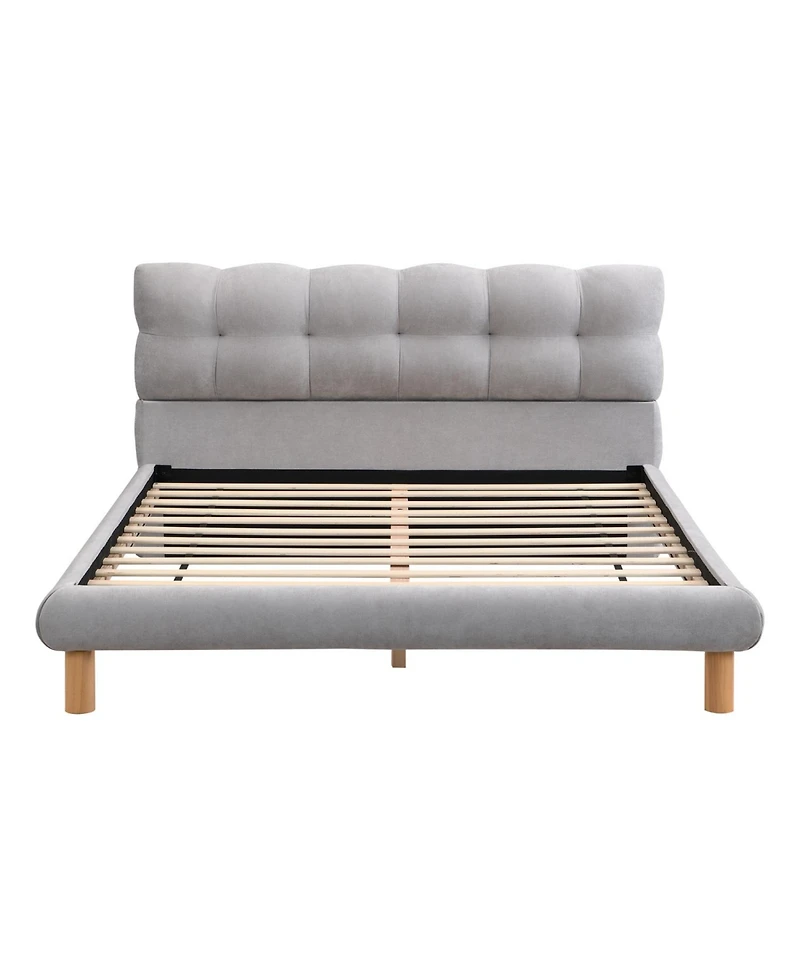 Streamdale Furniture Full Size Upholstered Platform Bed Frame with Cookie-Shaped Headboard, Easy Assembly, soft and comfortable
