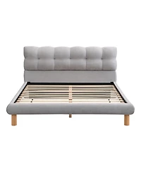 Streamdale Furniture Full Size Upholstered Platform Bed Frame with Cookie-Shaped Headboard, Easy Assembly, soft and comfortable
