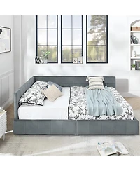 Streamdale Furniture Queen Velvet Tufted Storage Bed with Backrest and Armrests