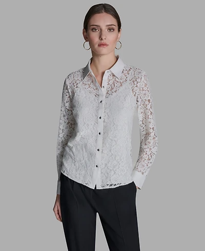 Bcbg Women's Long-Sleeve Lace Blouse