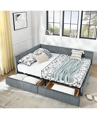 Streamdale Furniture Queen Velvet Tufted Storage Bed with Backrest and Armrests