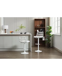 Streamdale Furniture Set of 2 Rattan Bar Stool, 360 Swivel Bar Chair, Counter Height Chair with Footrest for Kitchen, Dining Room