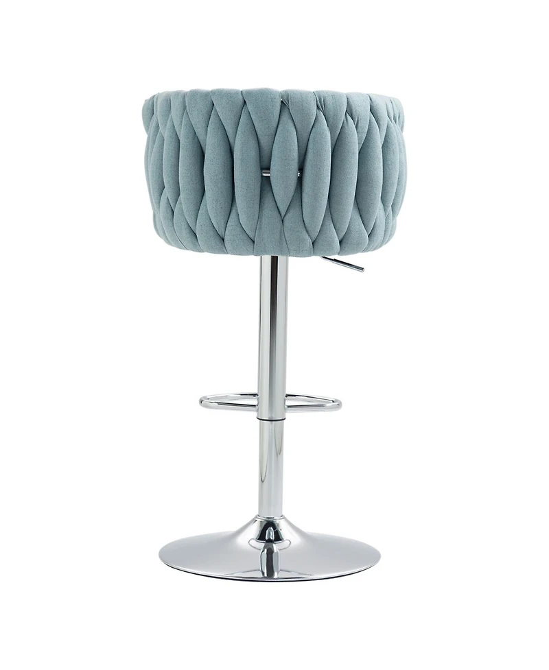 Streamdale Furniture 360 Woven Back Bar Stools, Set of 2, Adjustable Height, Silver Chrome
