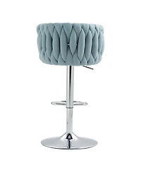 Streamdale Furniture 360 Woven Back Bar Stools, Set of 2, Adjustable Height, Silver Chrome
