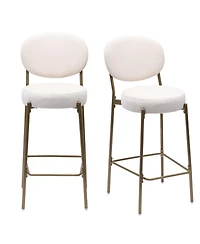 Streamdale Furniture Streamdale Upholstered Velvet Bar Stools with Backrest (Creamy White), Set of 2